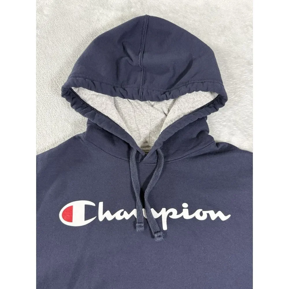Champion Hoodie Mens Small Blue‎ Spellout Pullover